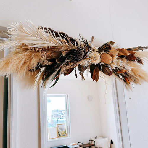 wall decoration パンパスグラスの壁掛けインテリア ドライフラワーの