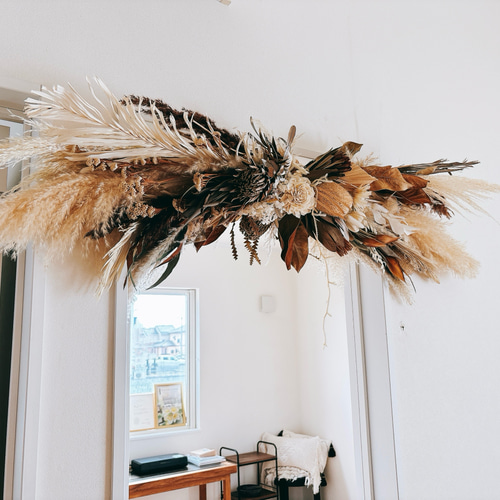 wall decoration パンパスグラスの壁掛けインテリア ドライフラワーの