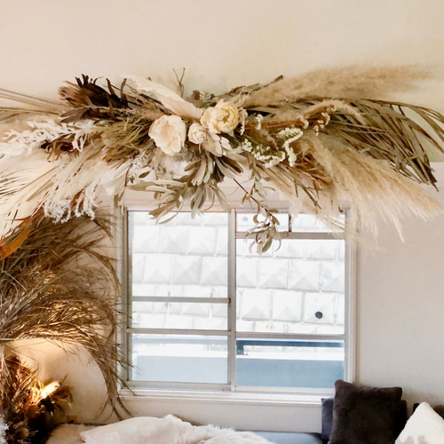 wall decoration パンパスグラスの壁掛けインテリア ドライフラワーの