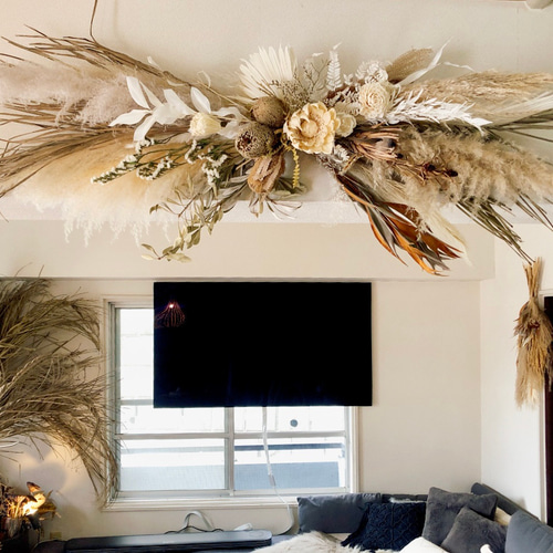 wall decoration パンパスグラスの壁掛けインテリア ドライ