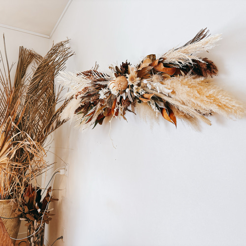 wall decoration パンパスグラスの壁掛けインテリア ドライフラワーの