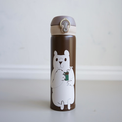 [Tapirok] 動物插畫不鏽鋼水瓶 400ml 一推不銹鋼水瓶 奧山優 禮物 第9張的照片