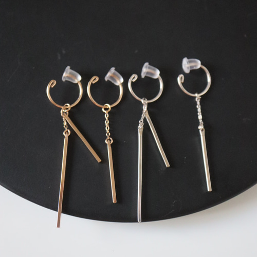 14kgf イヤリング バー ロング シンプル アシンメトリー ピアス