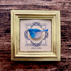 小鳥さんのブローチ　白群色　/青　　アクセサリー　コサージュ　かわいい 2枚目の画像