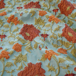 フレンチ風オレンジレッドレリーフ花柄 ジャカード生地 [3461] 4枚目の画像