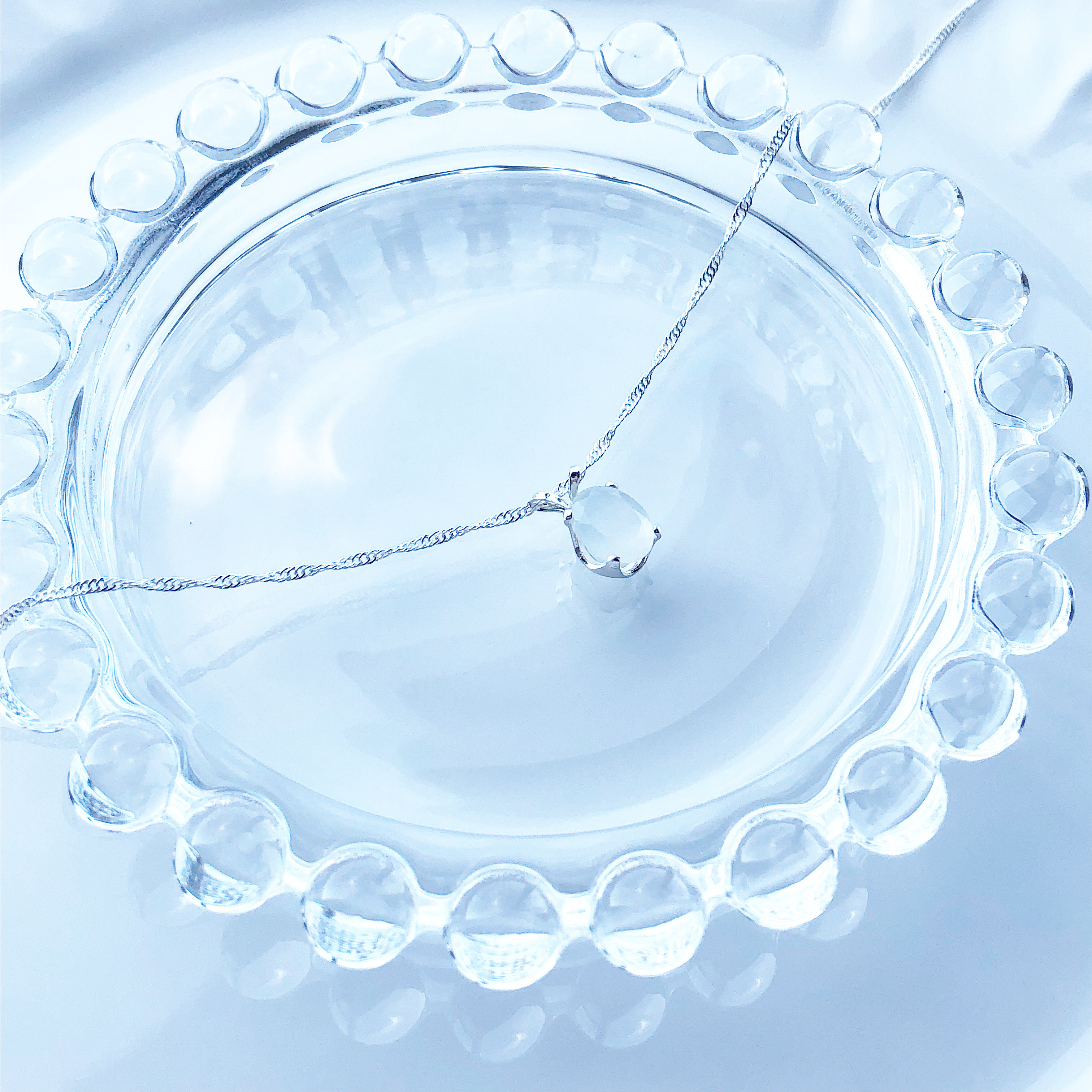 silver925 ホワイトムーンストーン〜オーバル˚✧₊⁎ネックレスか[天然石Lサイズ]