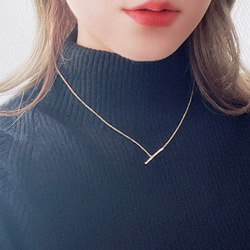 送料無料【14kgf】流れ星 ラインネックレス / 槌目 / フラット/ mini　流星 6枚目の画像