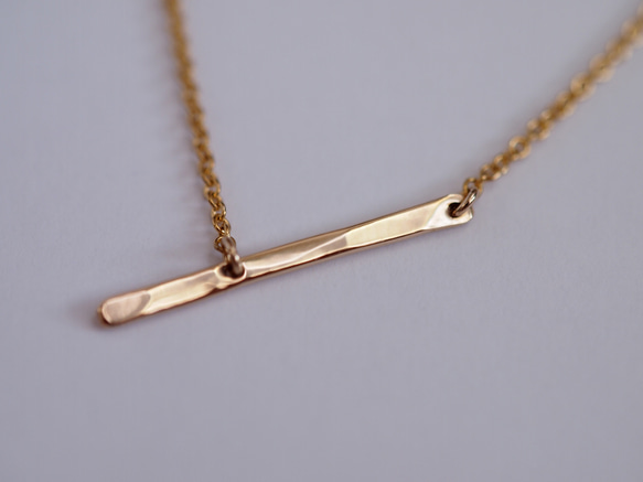 送料無料【14kgf】流れ星 ラインネックレス / 槌目 / フラット/ mini　流星 13枚目の画像
