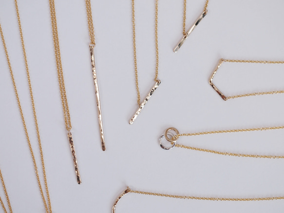 送料無料【14kgf】流れ星 ラインネックレス / 槌目 / フラット/ mini　流星 14枚目の画像