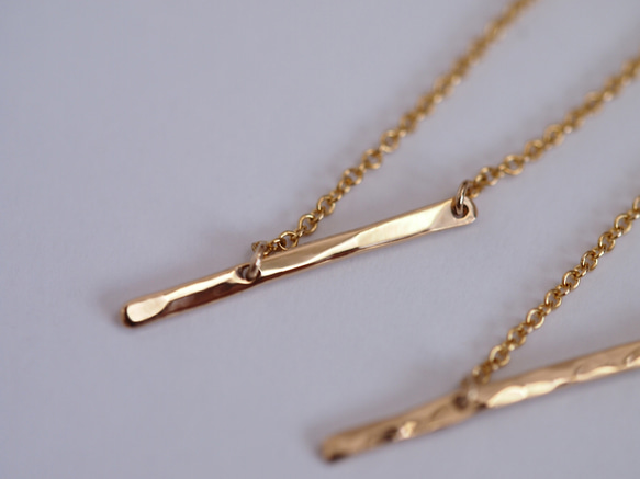 送料無料【14kgf】流れ星 ラインネックレス / 槌目 / フラット/ mini　流星 5枚目の画像