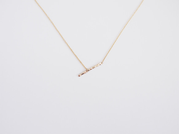 送料無料【14kgf】流れ星 ラインネックレス / 槌目 / フラット/ mini　流星 9枚目の画像
