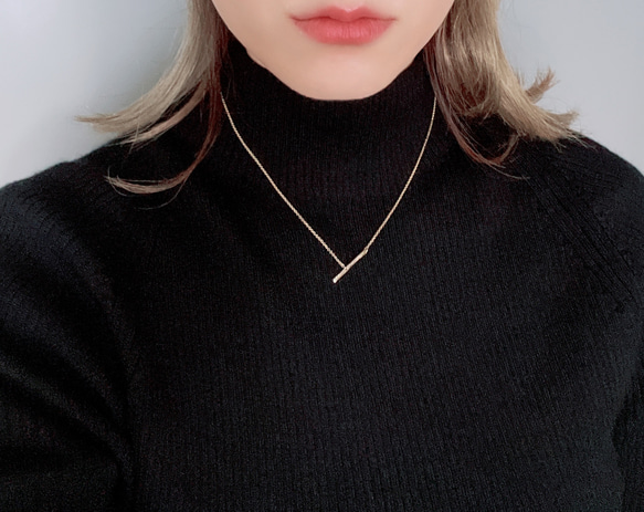 送料無料【14kgf】流れ星 ラインネックレス / 槌目 / フラット/ mini　流星 10枚目の画像