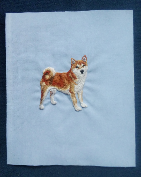 柴犬の刺繍　犬　リアル　フレーム 11枚目の画像