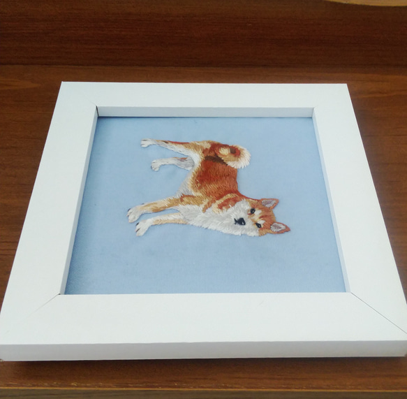 柴犬の刺繍　犬　リアル　フレーム 4枚目の画像