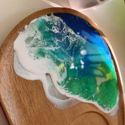 海のアカシアプレート！おうちカフェ ウッドプレート 木製トレイ 海のハンドメイド 5枚目の画像