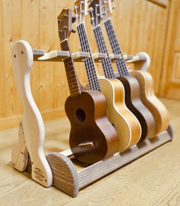 24時間以内に発送】手作り木工 木製ウクレレスタンド（ツートーン） 6  