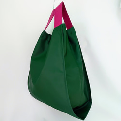 ナイロントート バッグレジ袋型(Dグリーン✕赤紫 tb-rn 25) 2枚目の画像