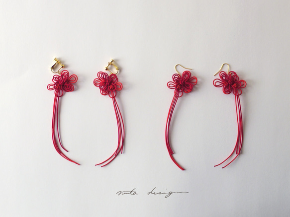 耳環“Yui，Yura，Yui”（紅×朱紅色） 第5張的照片