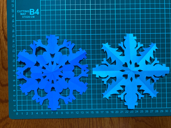 切り絵　雪だるまとツリー・ブルー系✳︎ 2枚目の画像
