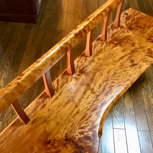 コブのベンチ ダケカンバ 一枚板 瘤杢 拭き漆 ソファ・ベンチ gakuryou