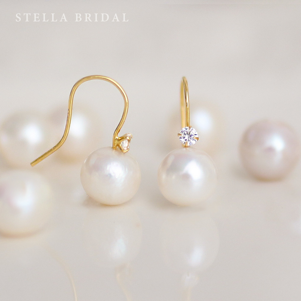 ご褒美やギフトにも♡SV925＊一粒ジルコニアと淡水パールのフックピアス 純スターリングシルバー /受注生産品