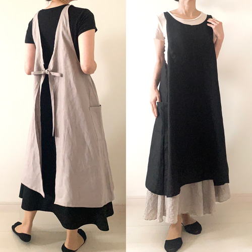 そのままお出かけOK！ワンピース仕立ての2wayエプロン エプロン