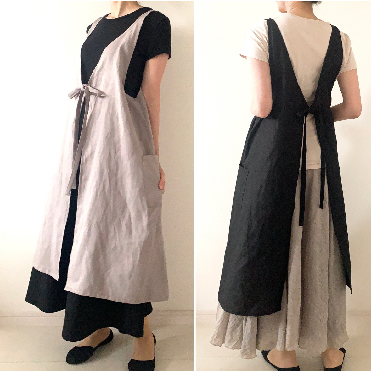 そのままお出かけOK！ワンピース仕立ての2wayエプロン