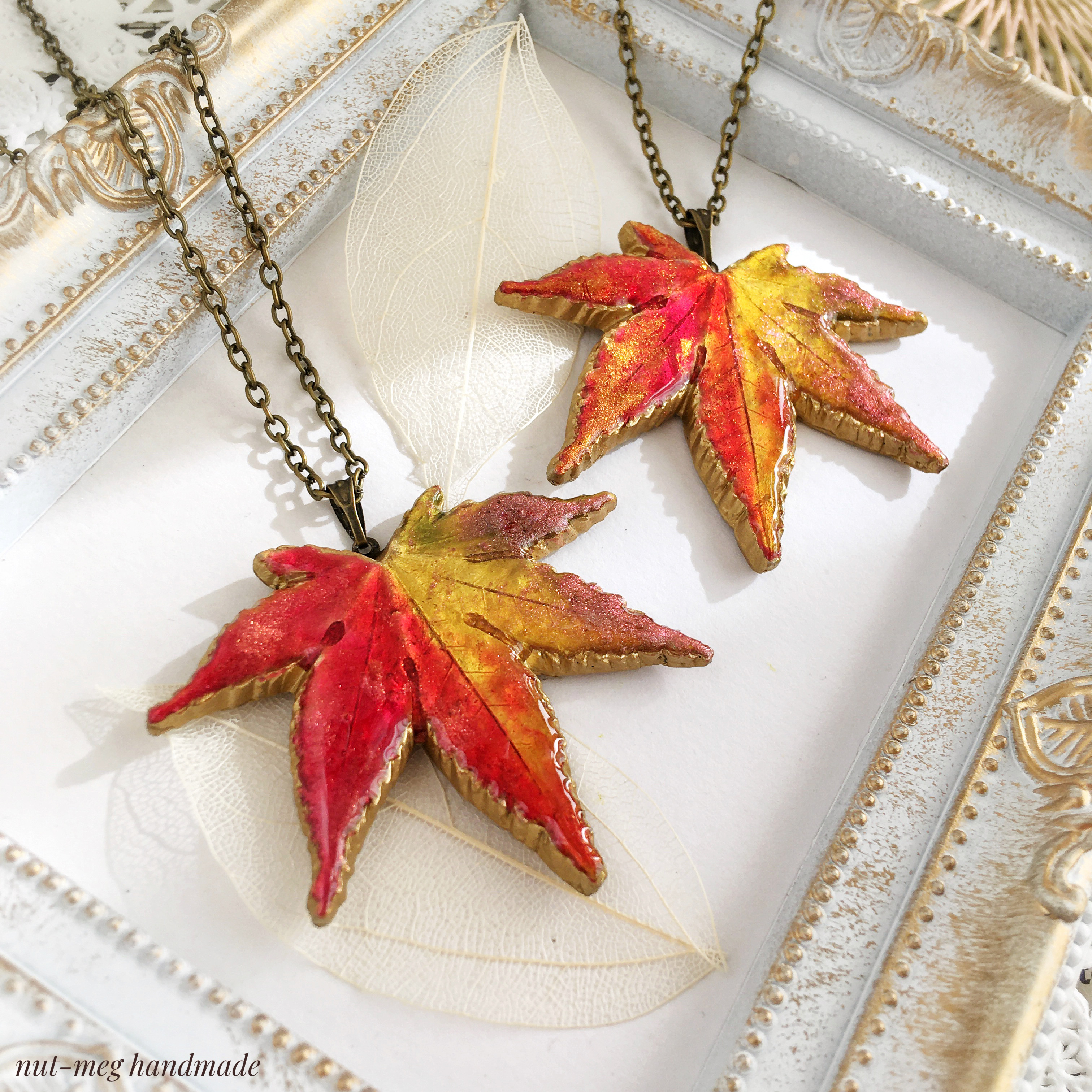 【1271】レジン　紅葉　ネックレス　ペンダント　ハンドメイド 1271】レジン 紅葉 ネックレス ペンダント ハンドメイド