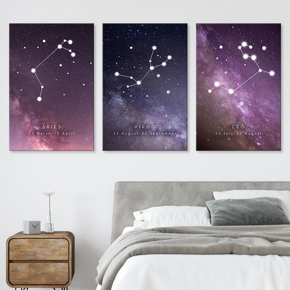 アートパネル【kg67】 3点セット　星座　空　模様替え　 絵画　 壁掛け