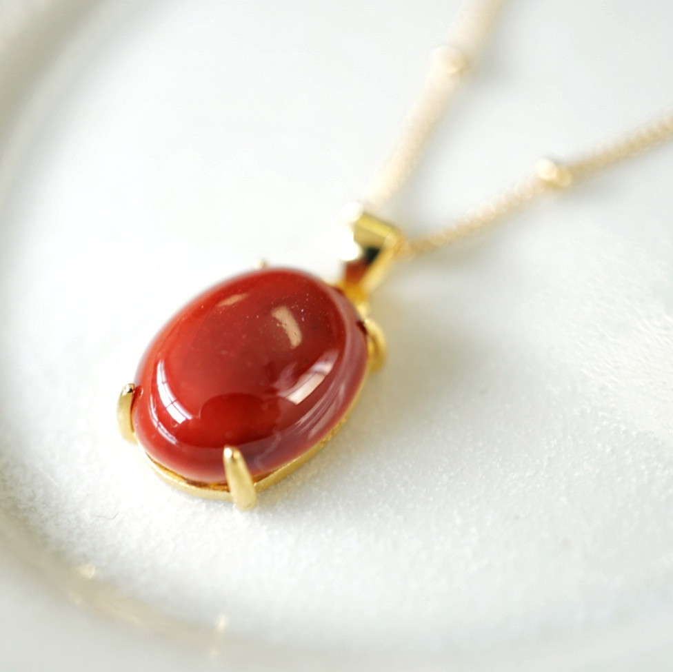 【送料無料】《九谷焼》単品オーバルネックレス(大) [color 灯火]