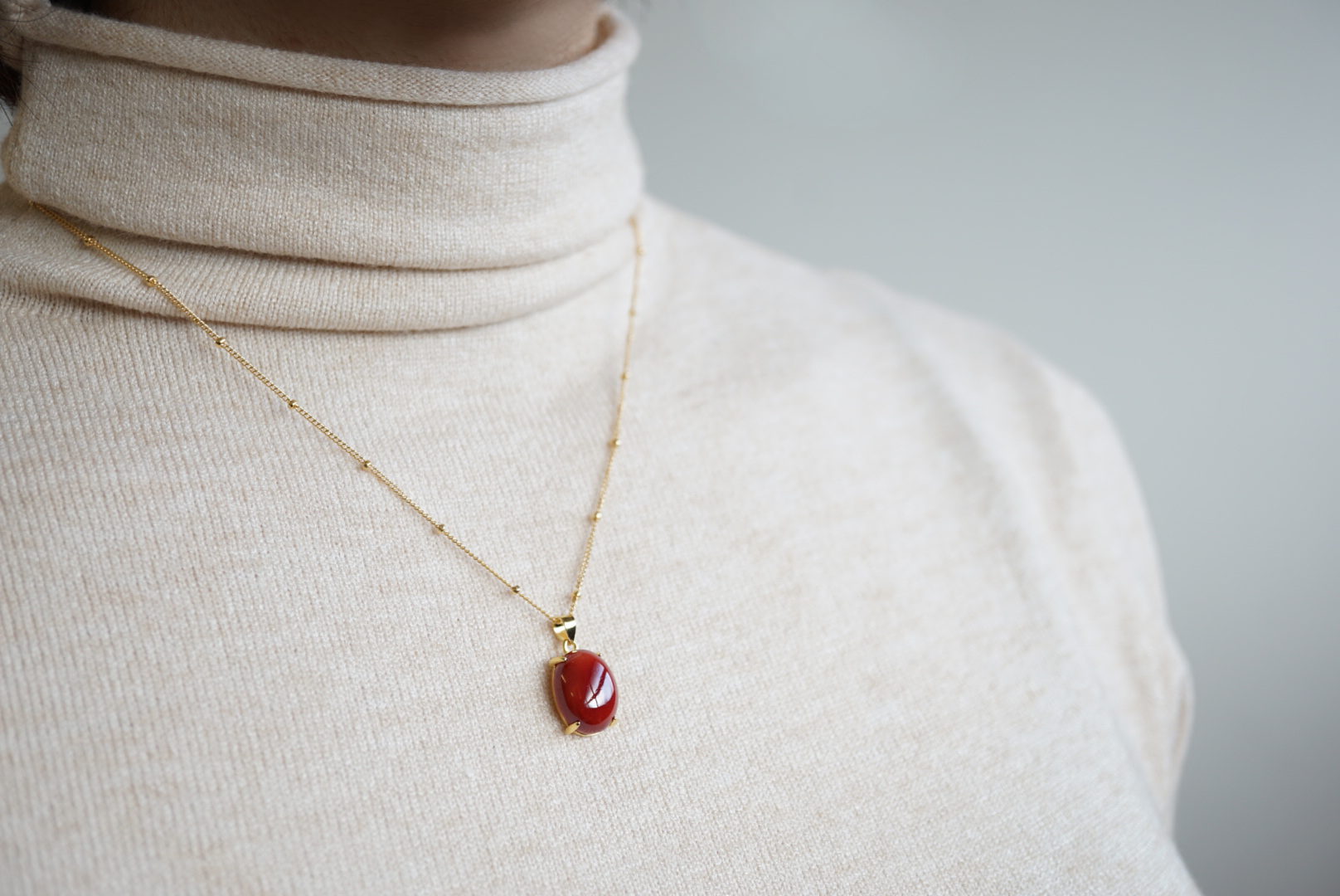 【送料無料】《九谷焼》単品オーバルネックレス(大) [color 灯火]