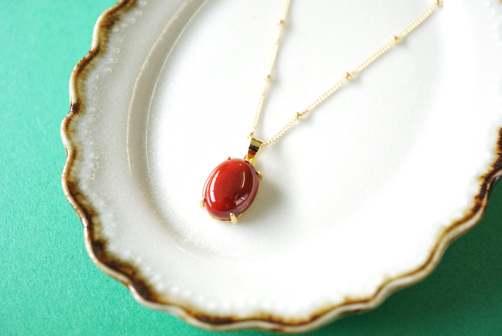 【送料無料】《九谷焼》単品オーバルネックレス(大) [color 灯火]