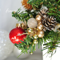 <送料無料>【一点物】”ホーリーレッド” タータンチェックのクリスマスツリー  　クリスマスツリー　赤×ゴールド　クリス 12枚目の画像