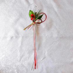 超早割お正月2026 南天 紅白水引きのシンプルな正月飾り 玄関飾り