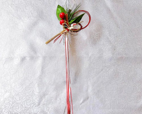 超早割お正月2026 南天 紅白水引きのシンプルな正月飾り 玄関飾り