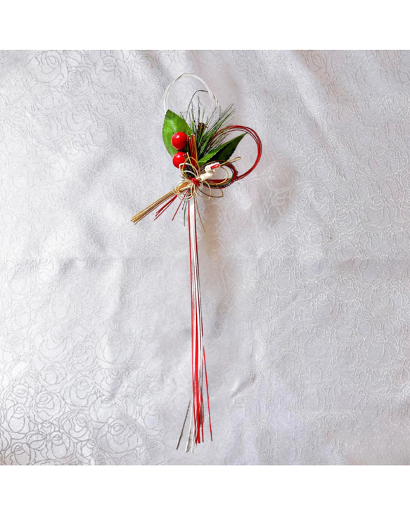 超早割お正月2026 南天 紅白水引きのシンプルな正月飾り 玄関飾り