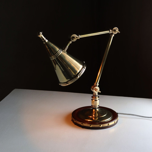 USAヴィンテージインダストリアル角度調整付きデスクライト真鍮・木