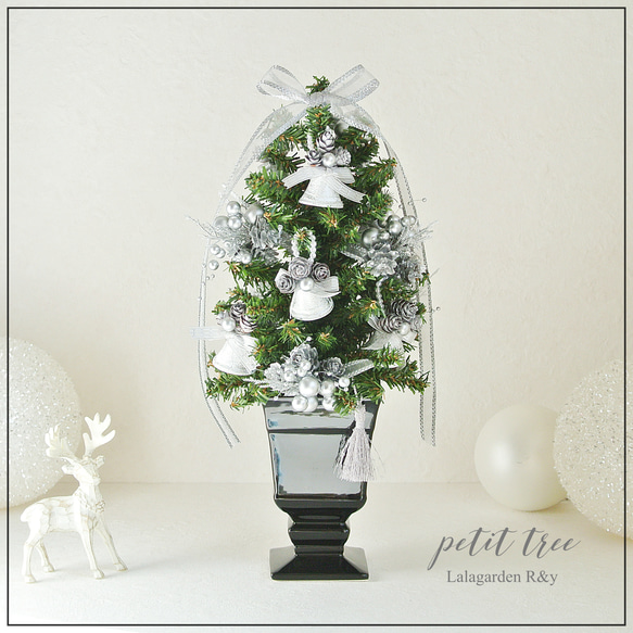 卓上ツリー　シルバーベルとシルバーブーケのクリスマスツリー　Petit Tree プティツリー　キラキラ　ミニクリスマス 3枚目の画像