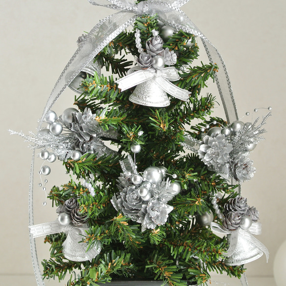 卓上ツリー　シルバーベルとシルバーブーケのクリスマスツリー　Petit Tree プティツリー　キラキラ　ミニクリスマス 14枚目の画像