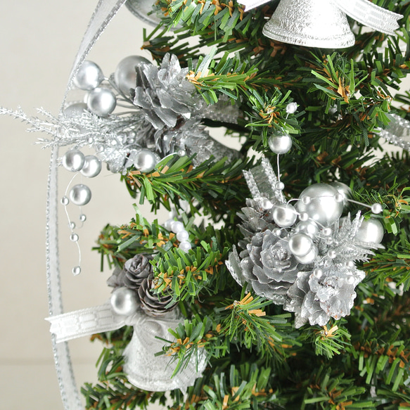 卓上ツリー　シルバーベルとシルバーブーケのクリスマスツリー　Petit Tree プティツリー　キラキラ　ミニクリスマス 15枚目の画像