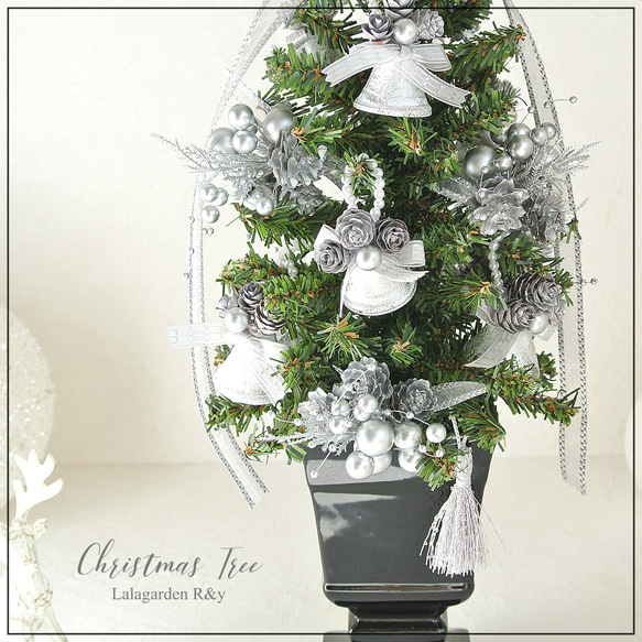 卓上ツリー　シルバーベルとシルバーブーケのクリスマスツリー　Petit Tree プティツリー　キラキラ　ミニクリスマス 12枚目の画像