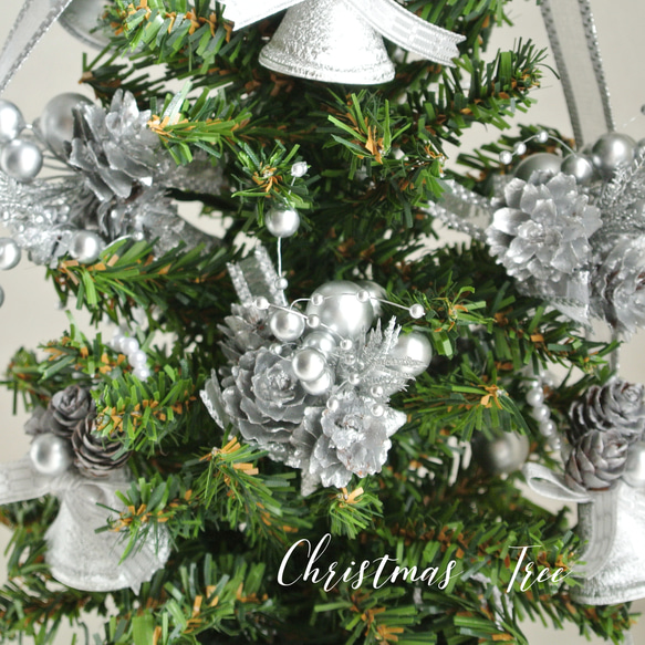卓上ツリー　シルバーベルとシルバーブーケのクリスマスツリー　Petit Tree プティツリー　キラキラ　ミニクリスマス 6枚目の画像