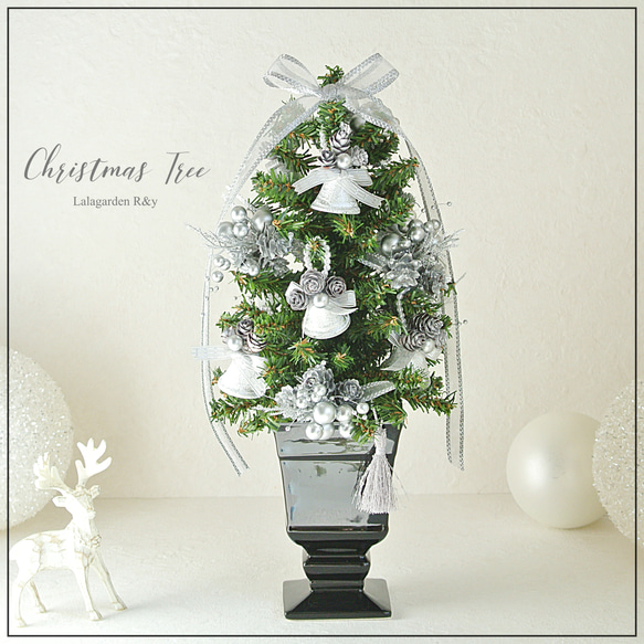 卓上ツリー　シルバーベルとシルバーブーケのクリスマスツリー　Petit Tree プティツリー　キラキラ　ミニクリスマス 8枚目の画像