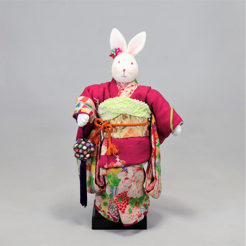 おめかしウサギさん』 ミニ着物 着せ替え人形 和布(着物生地 おめかしウサギさん』 ミニ着物 着せ替え人形 和布(着物生地