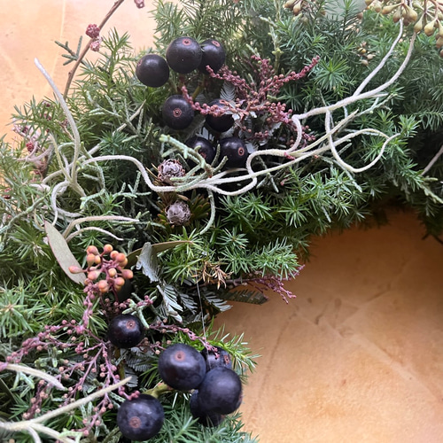 針葉樹（生花）のフレッシュクリスマスリース（S直径28cm）ギフトや