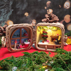 ミニチュア クラフトバンドのクリスマスオブジェ ライト ON/OFF付き 2枚目の画像