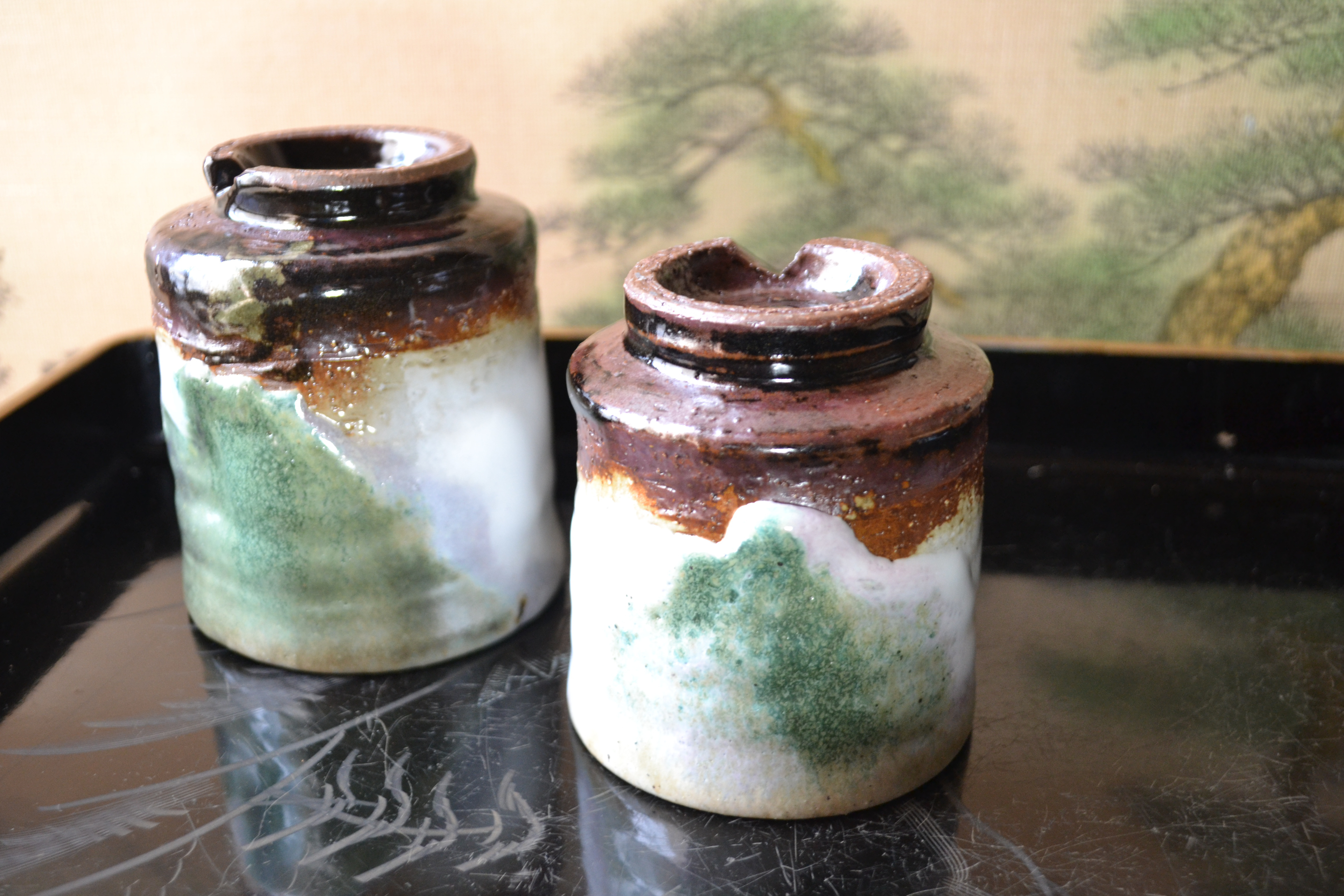 【セット特割！】三彩釉　品のある湯呑セット　夫婦湯呑み　ペア湯呑み　★萩焼