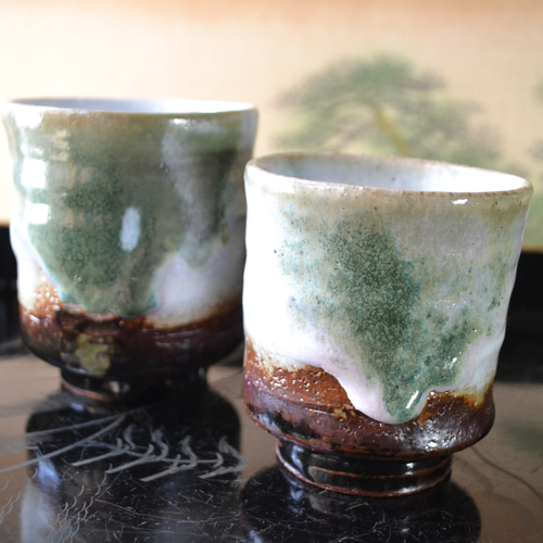 セット特割！】三彩釉 品のある湯呑セット 夫婦湯呑み ペア湯呑み ☆萩