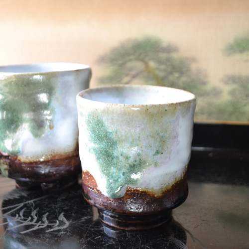 セット特割！】三彩釉 品のある湯呑セット 夫婦湯呑み ペア湯呑み ☆萩