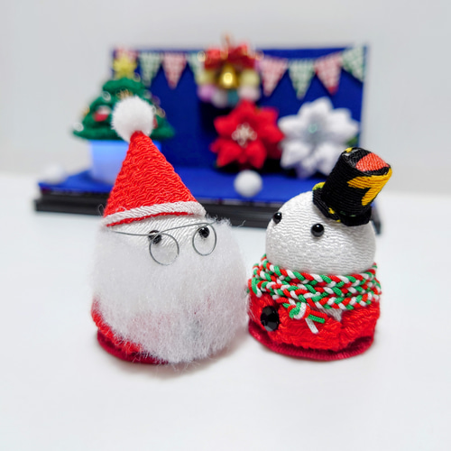 クリスマス飾り】サンタさん、雪だるま【つまみ細工】 その他